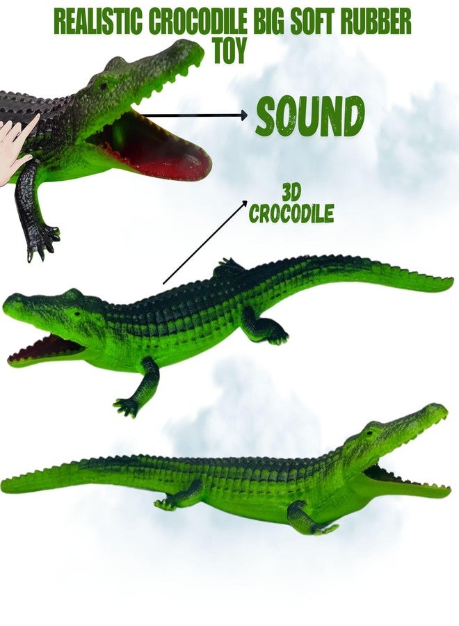 Mallexo Realistic Rubber Crocodile Toy with Chu-Chu Sound Detailed Reptile Action Figure Big Size Wild Animal MagarMachh Animals Figurine Showcase Display Model Cold Blooded Animals Set - Image 3